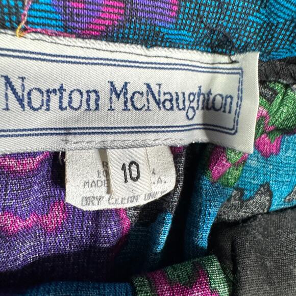 Vintage Norton McNaughton 90's Floral Midi Skirt Cottagecore 10 Blue Violet - Picture 2 of 4